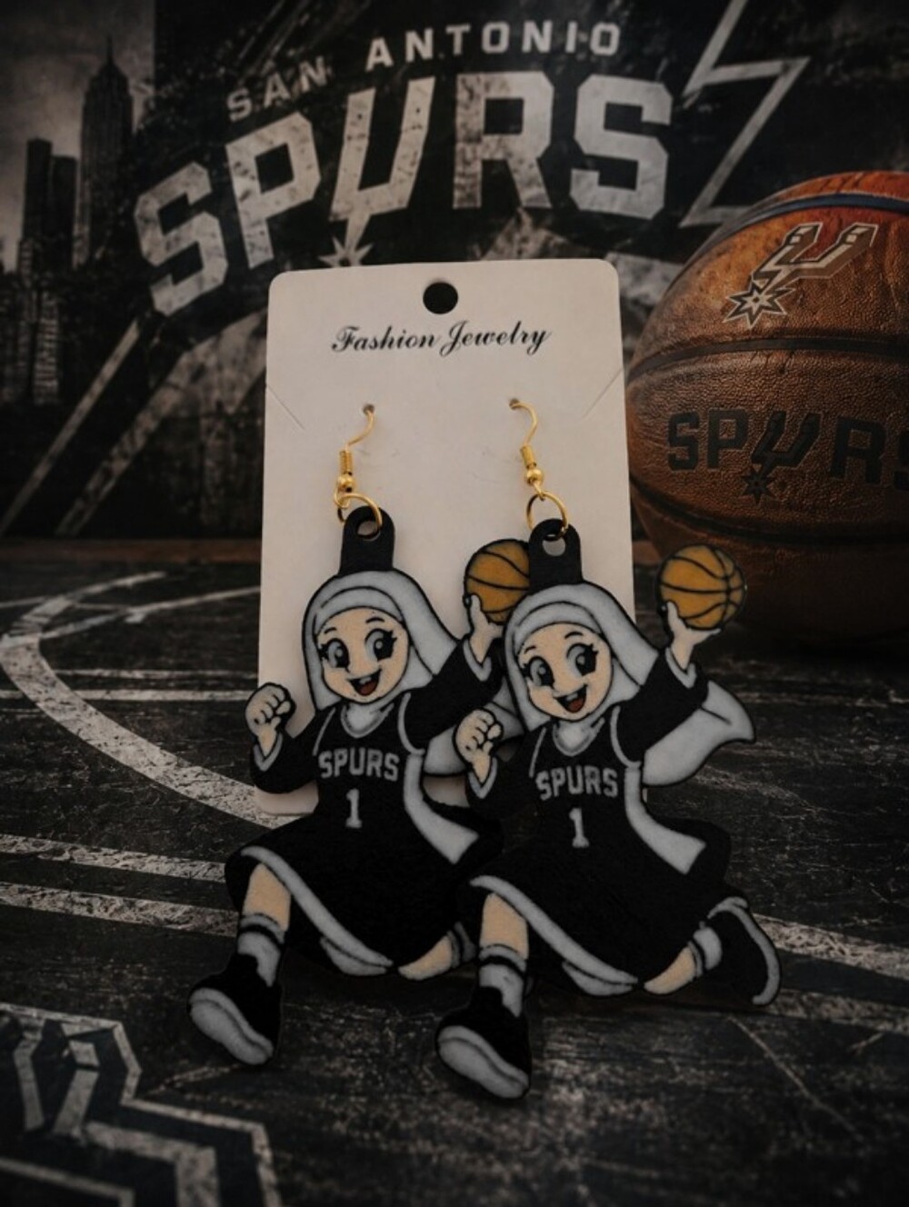 Spurs Nun Basketball  Earrings